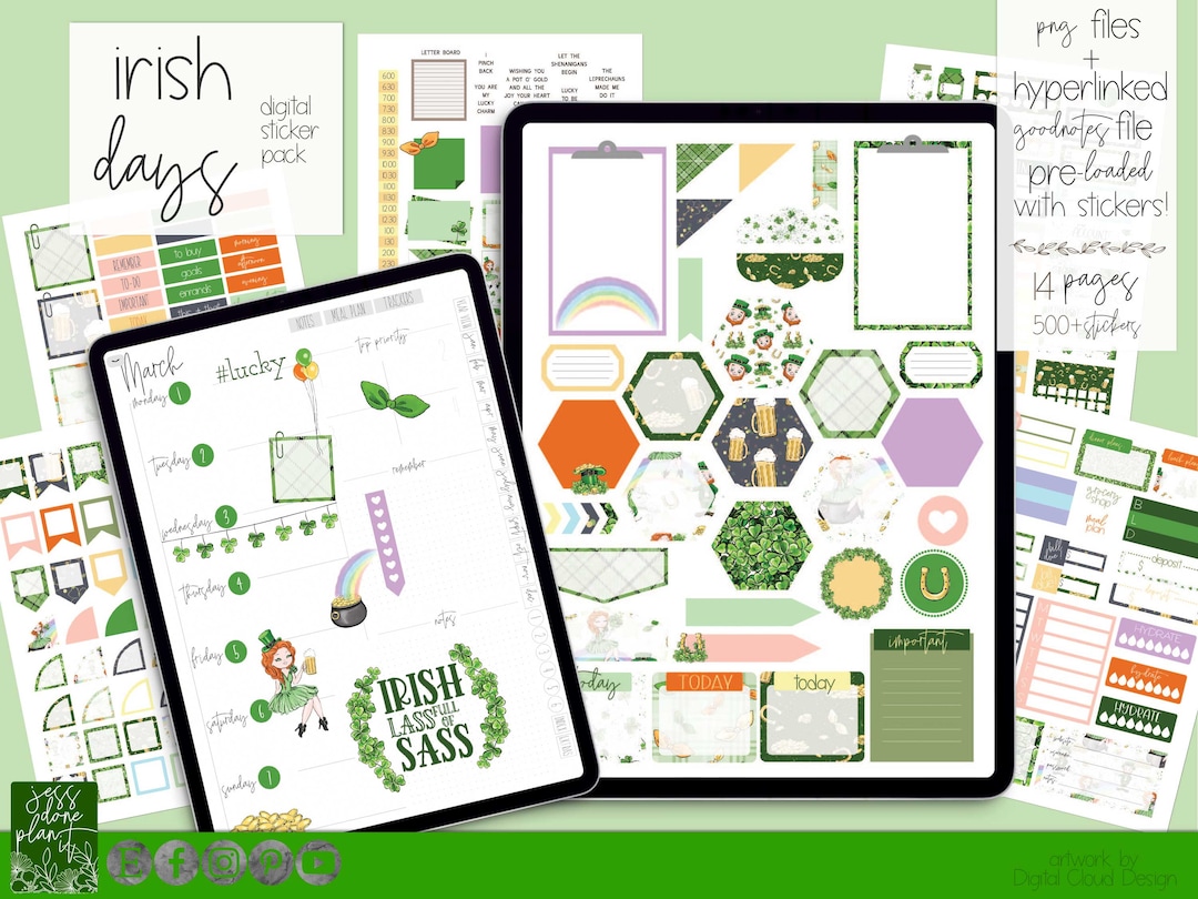 Cute St. Patricks Day Digital Planning Stickers | 500+ Digital Planner ...