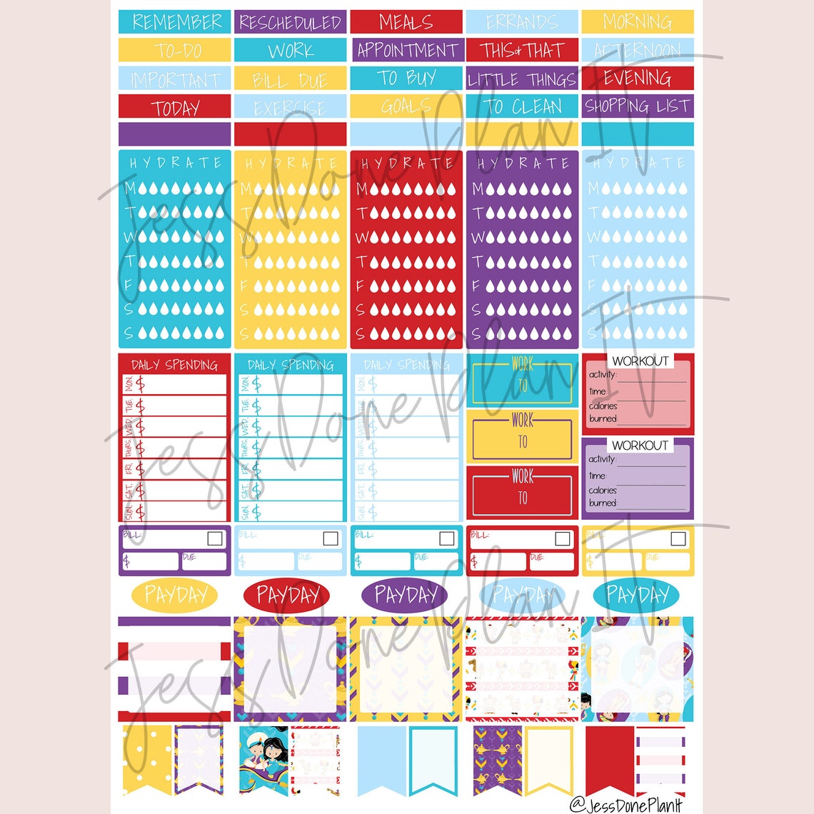 Aladdin Planner Stickers | Digital Stickers | 278 Stickers | Goodnotes ...