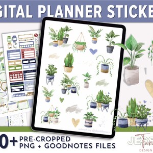 Cute Spring House Plant Digital Planner Stickers 500+ | digital planner | planner digital | bullet journal | goodnotes stickers