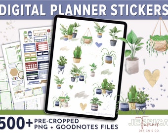 Cute Spring House Plant Digital Planner Stickers 500+ | digital planner | planner digital | bullet journal | goodnotes stickers