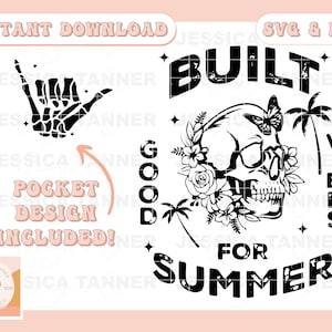 Skeleton Built for Summer SVG png | retro sublimation design | trendy front and back design | Summer Vibes Svg | Skeleton SVG