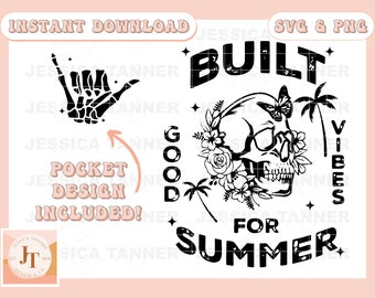 Skeleton Built for Summer SVG png | retro sublimation design | trendy front and back design | Summer Vibes Svg | Skeleton SVG
