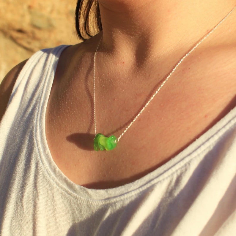 Simple Sea Glass Necklace Authentic Laguna Beach Sea Glass Necklace Sea Glass Necklace: Green Bar Sterling Silver Beach Glass Necklace
