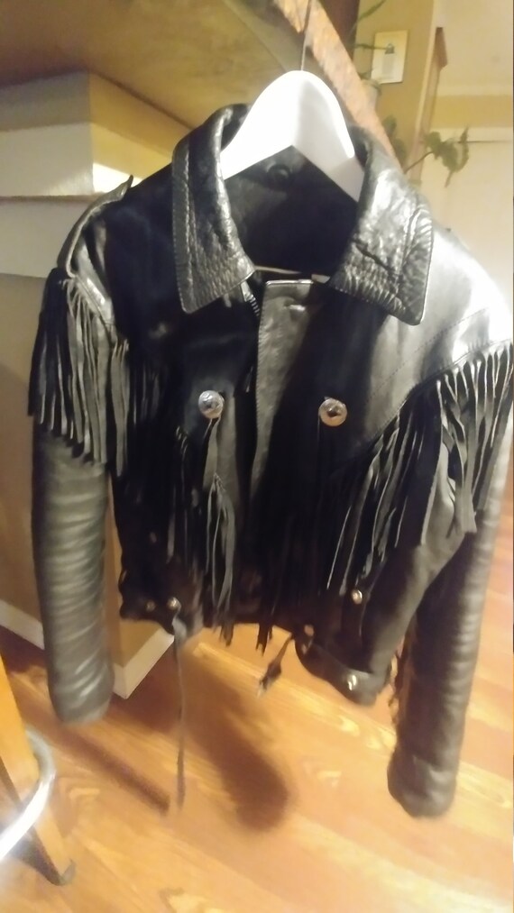Women's Vintage Fringed Leather Motorcycle Jacket