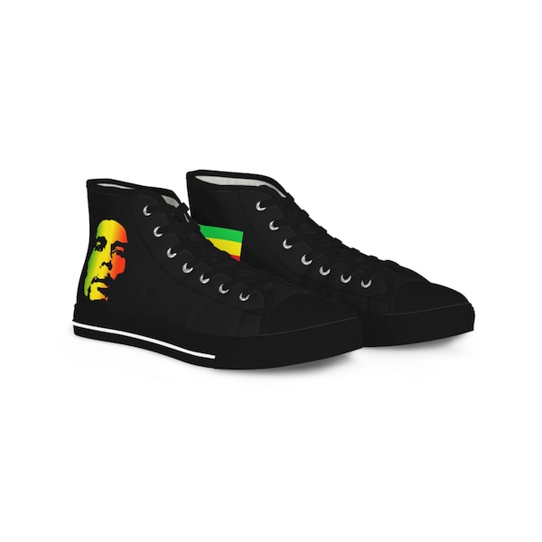 Bob Marley Canvas Sneakers for Mens, High Top Sneakers,  High Top Shoes for Music Lover, Comfortable Canvas Shoes