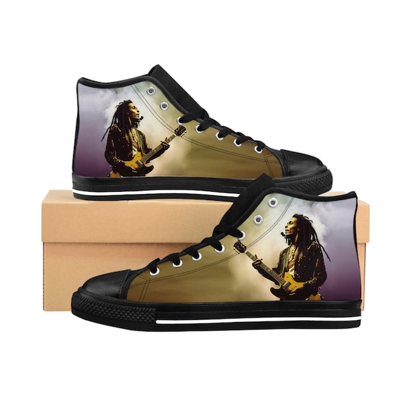 Bob Marley High Top Sneakers, Canvas Sneakers for Mens, High Top Shoes for Music Lover, Comfortable Canvas Shoes