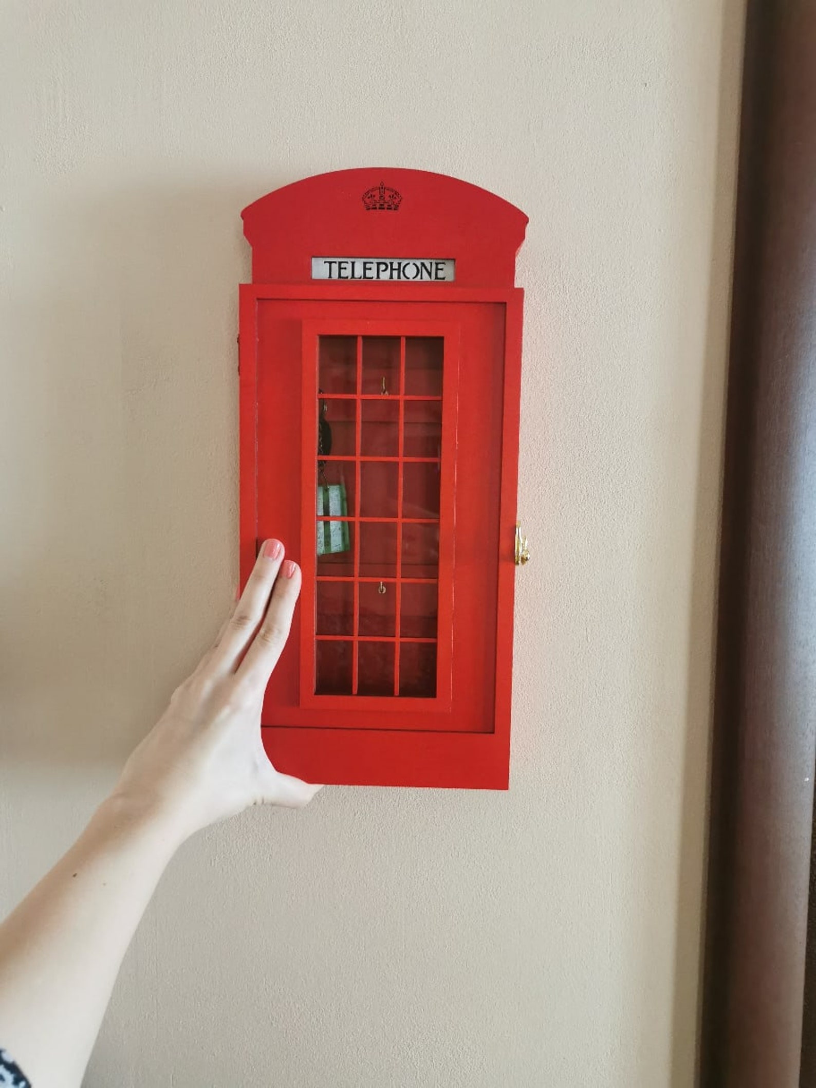 Parody of English Telephone Box Key Holder for Wall Wooden Etsy