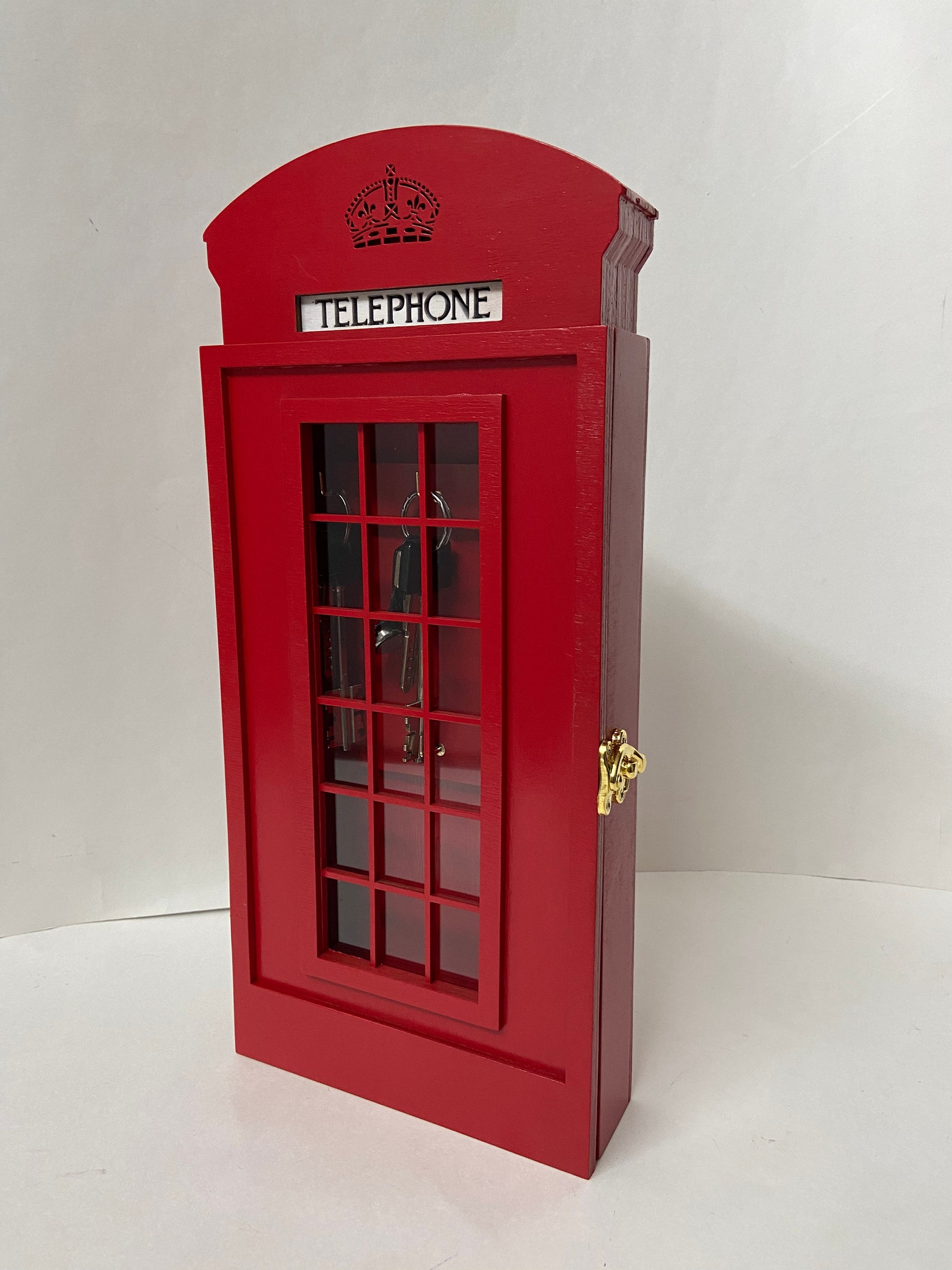 Wall hanging key parody English Telephone Booth Key Holder for Etsy