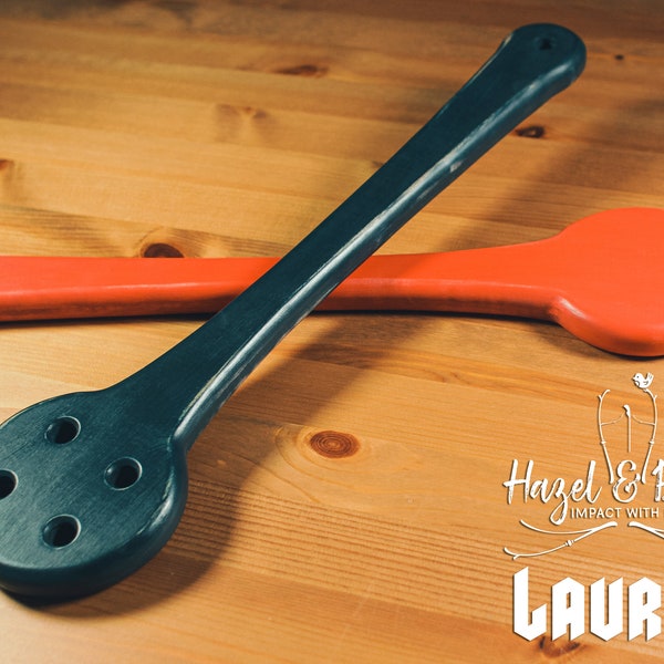 Spanking Paddle “Lauren" - Custom, Painted Wooden Implement Handmade, Distressed Wood for Discipline, Hairbrush, Femdom, Bathbrush, Brush