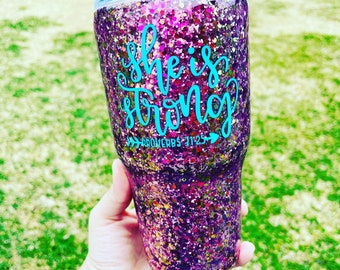 Custom Glitter Tumbler, Personalized Epoxy Tumbler