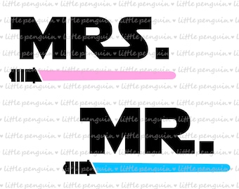 STAR WARS SVG,  Star Wars cutting file, Clip Art, T-shirt, Mr. and Mrs. Jedi cut file, Lightsaber, svg, jpg, eps,png, instant download, 630