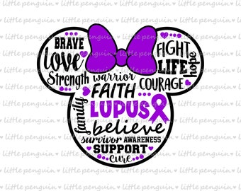 LUPUS SVG, Purple Ribbon, Lupus Awareness SVG, awareness, Lupus Cut Files, Lupus Warrior, Lupus Png, Clip Art, instant download, 625