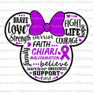 Chiari Malformation SVG, Ribbon, purple ribbon, awareness, Clip Art, instant download, 583