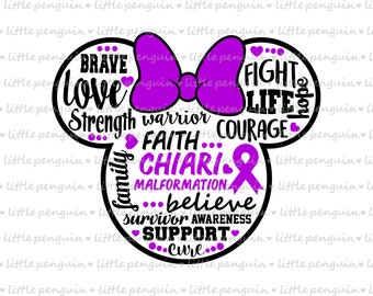 Chiari Malformation SVG, Ribbon, purple ribbon, awareness, Clip Art, instant download, 583