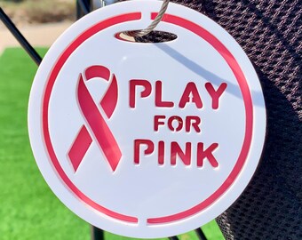 Personalized Drive For Pink Golf Bag Tag: Breast Cancer Awareness Fundraiser