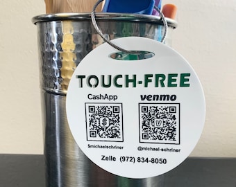 New Acrylic Touch-Free Payment Tag For Small Businesses, Mobile Vendors. Stylist, Salons, Food Trucks and More - Cash App, Venmo And Zelle