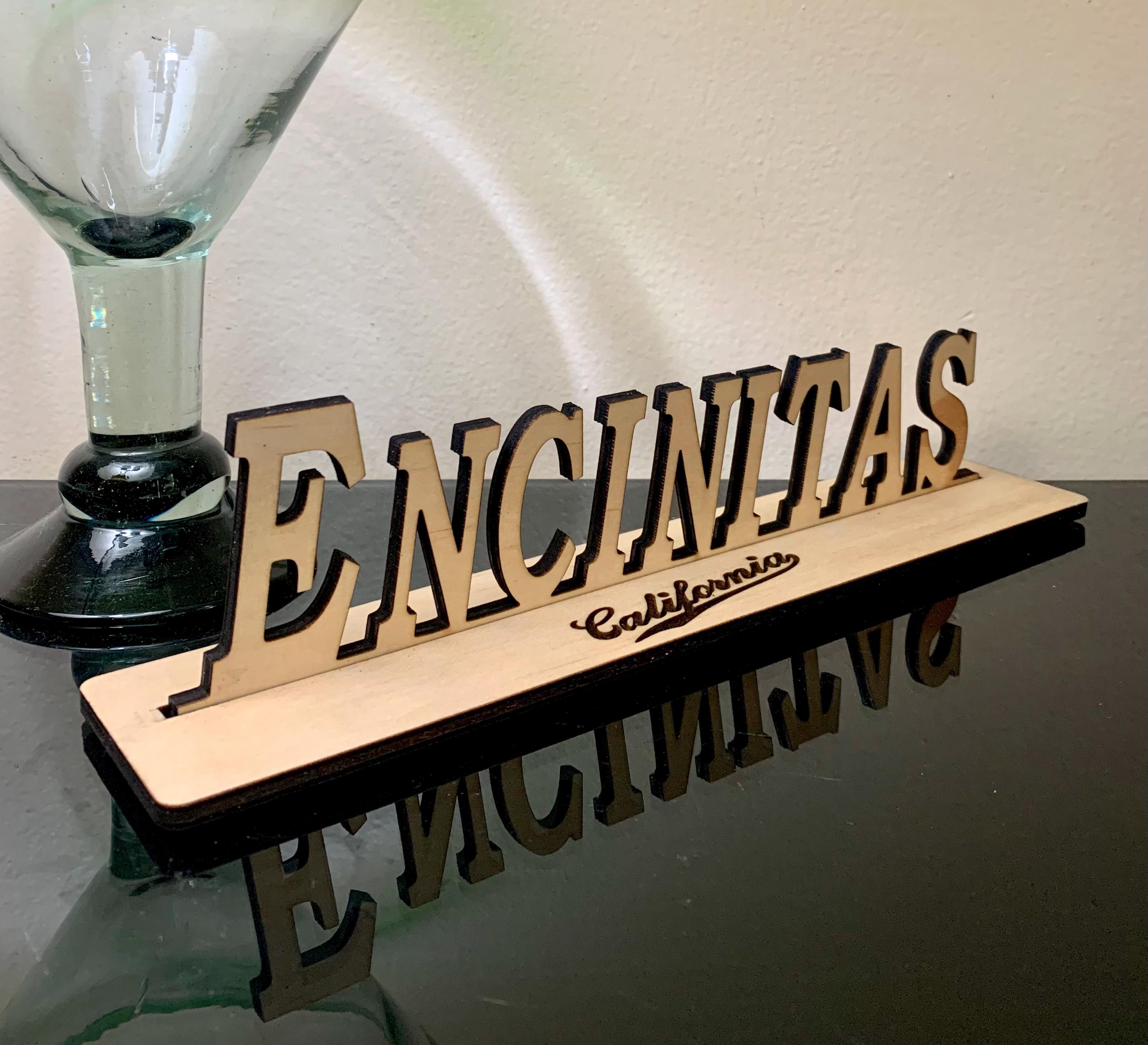 Encinitas, CA Wood Memorabilia Sign, FREE Fridge Magnet, Collectible Gift, Historic US Cities, Home, Airbnb, Apartment and Condo Décor