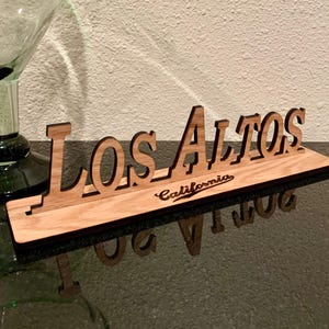 Los Altos, CA Wood Memorabilia Sign, FREE Fridge Magnet, Collectible Gift, Historic US Cities, Home, Airbnb, Apartment and Condo Décor