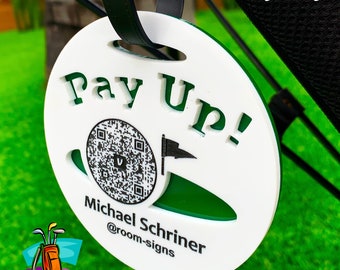 Venmo Pay Up  Personalized Golf Bag Tag With QR Code Scan To Pay And Name Engraved Holiday Gift For Him Golf Humor Gift