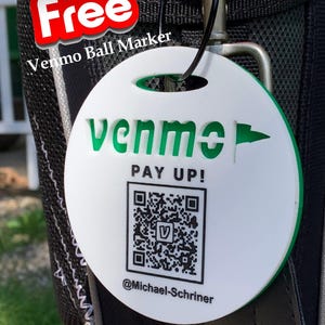 Custom Venmo Golf Bag Tag With FREE Marker, golf hats, golf headcovers, golf towels, golf markers, golf tees, golf signs,  golf themed gifts