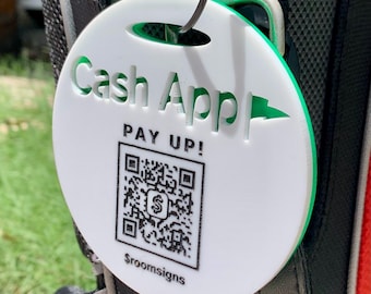 New Cash App QR Code Golf Bag Tag For Collecting Bets On The Golf Course - No Cash, No Problem!