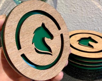 Equestrian Coasters: Wood & Acrylic Horse Lover Decor Set