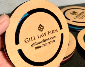 Custom Drink Coasters For Professionals, Wood-Crafted Engraved Design, Doctors, Lawyers, Accountants, Insurance Agents, Free Sample