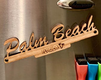 Palm Beach Florida Wood Fridge Magnet: Travel Souvenir