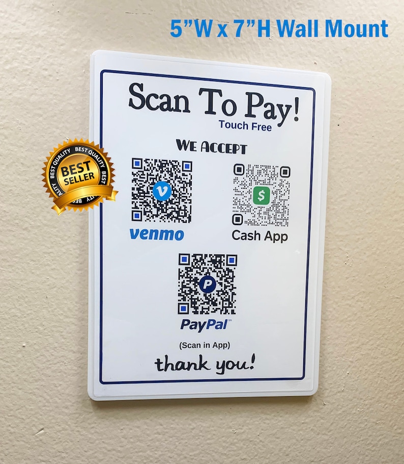 Venmo Cash App And PayPal QR Code 5 x 7 Wall Etsy