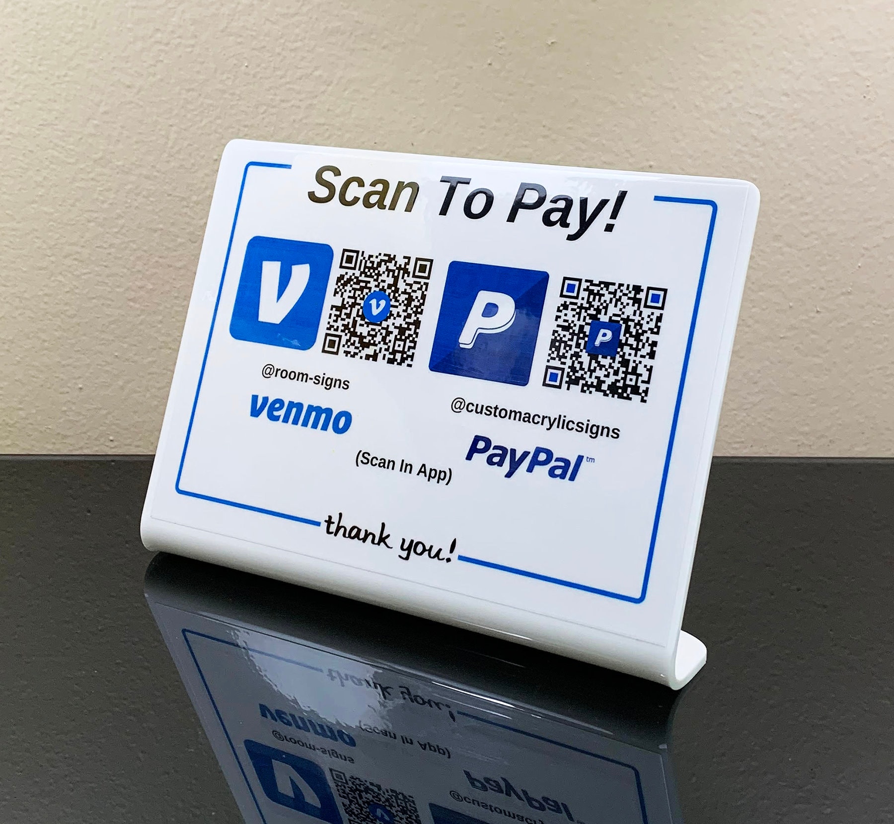Virtual Payment Sign Paypal and Venmo QR Code Acrylic Sign Etsy