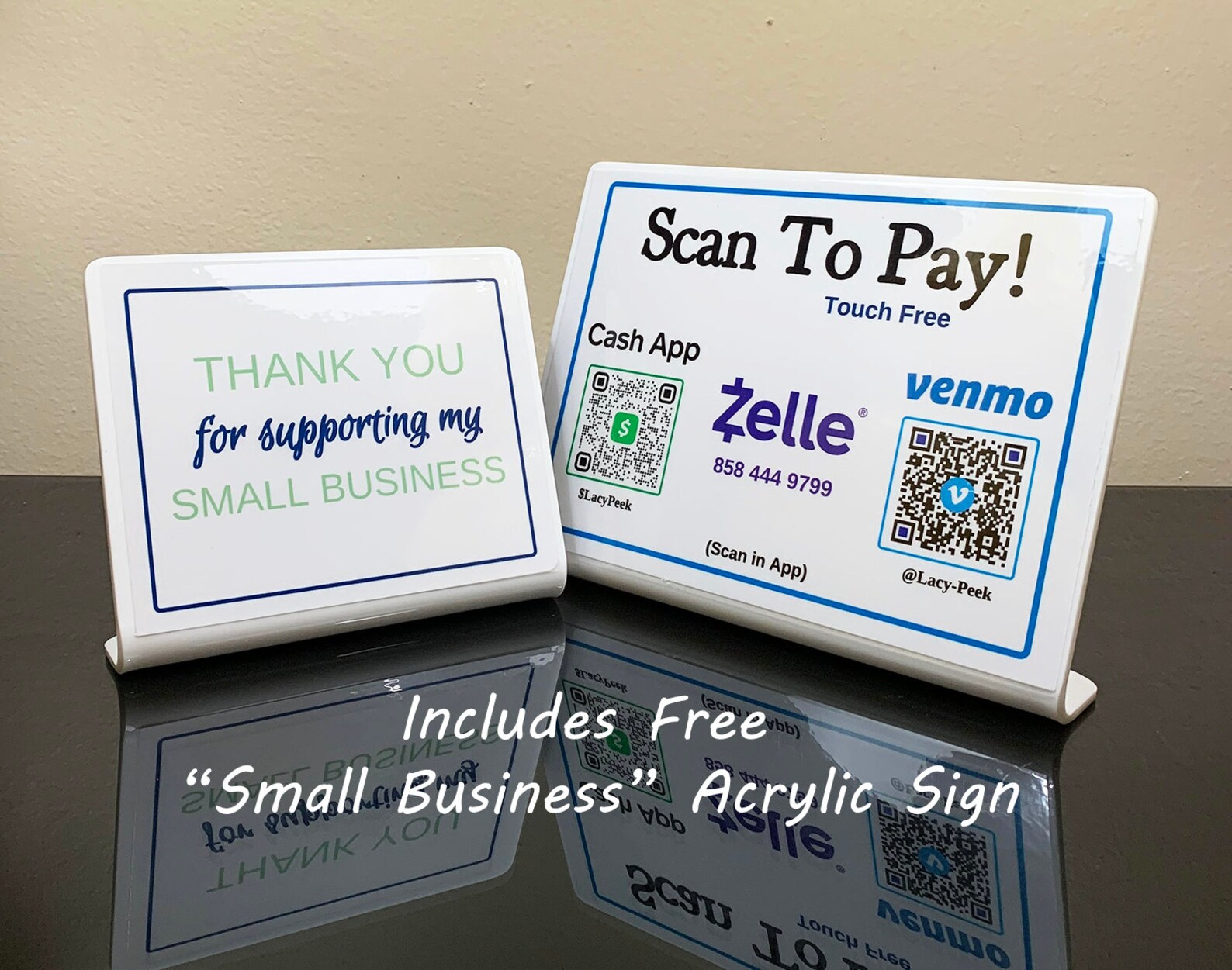 Free Bonus Sign Scan to Pay Zelle and QR Codes cash App Etsy