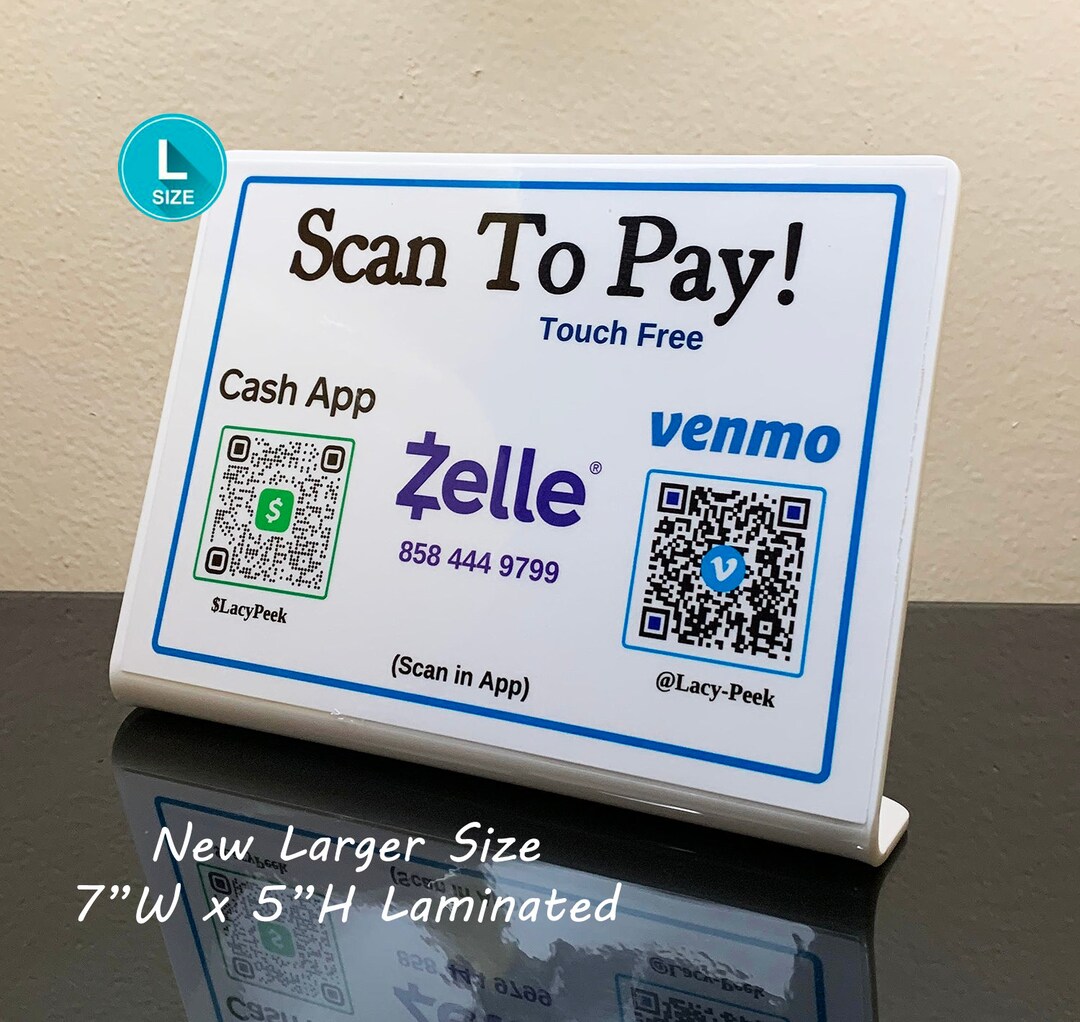 Free Bonus Sign Scan to Pay Zelle and QR Codes cash App Etsy