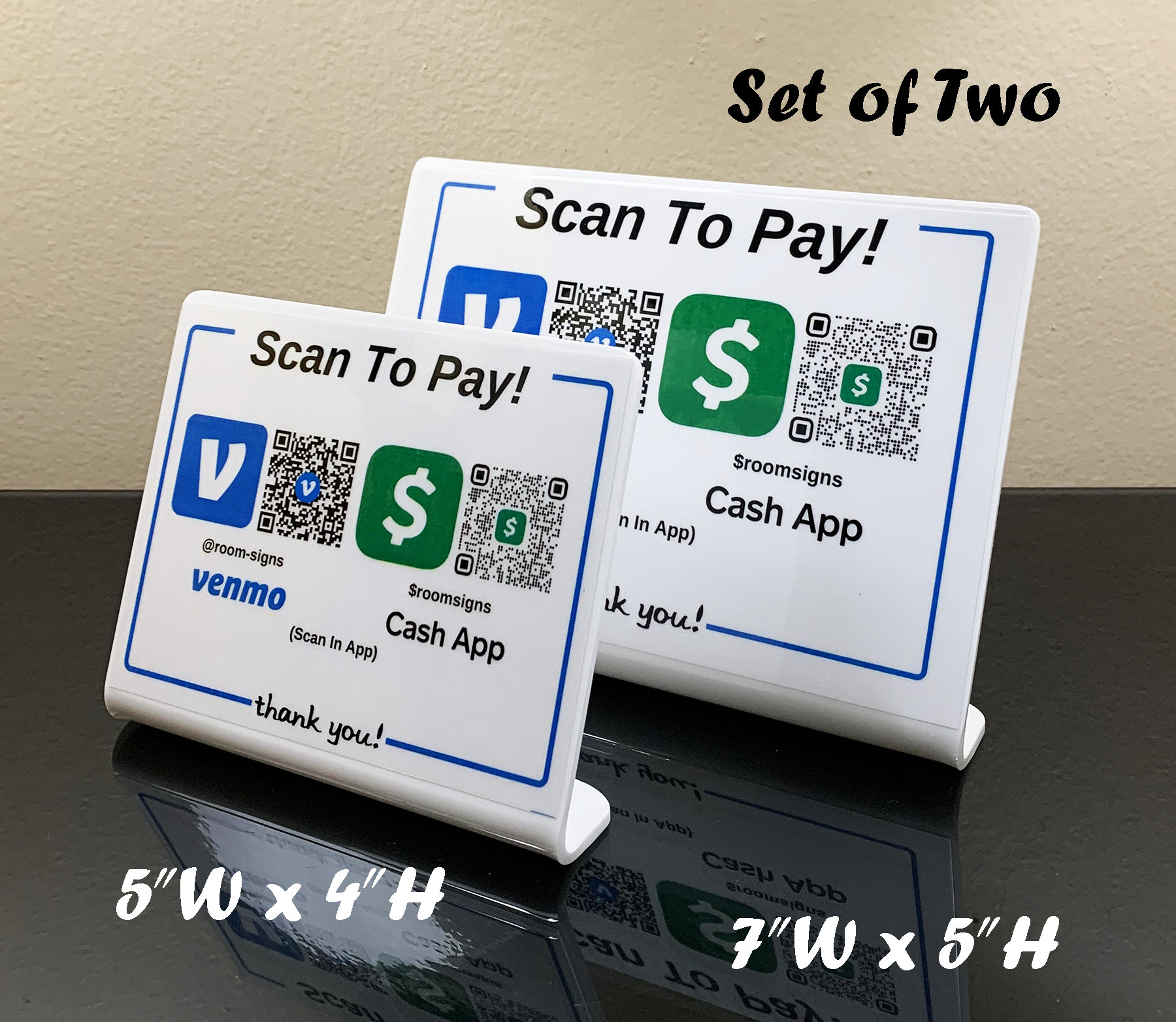 Scan To Pay Venmo And Cash App Qr Code Acrylic Sign Set Of - Etsy