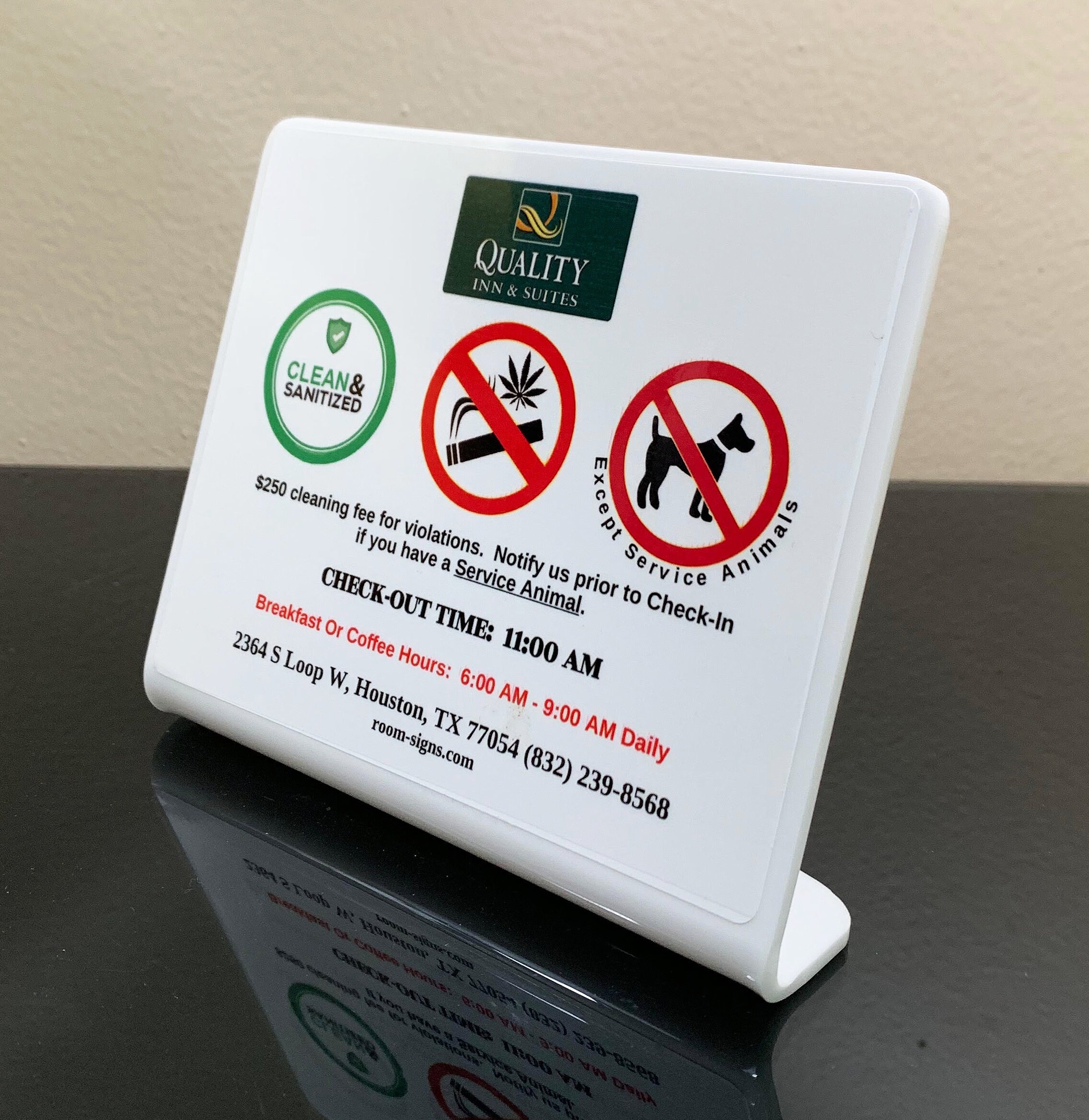 Custom No Smoking No Pets Sanitized Room Sign With Logo Etsy UK