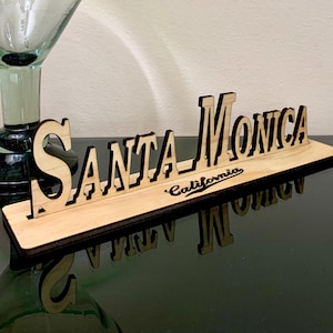 Santa Monica, CA Wood Crafted Memorabilia Sign, Collectible Gift Idea, Historic US Cities Home Décor, Airbnb Furnishings, Apartment decor