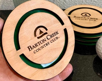 Custom Golf Wood Drink Coasters, Golf Gifts, Awards, Events, Personalized Text Or Logo