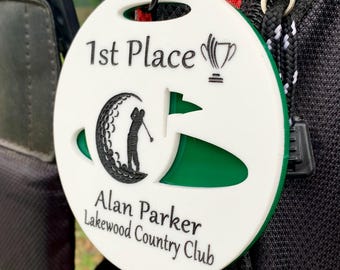 Custom Engraved Golf Bag Tag – Trophy, Awards, Tournaments, Personalized Acrylic Golf Gift