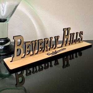 Beverly Hills, CA Wood Memorabilia Sign, FREE Fridge Magnet, Collectible Gift, Historic US Cities, Home, Airbnb, Apartment and Condo Décor