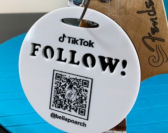 New Follow Me On TikTok QR Code Acrylic Tag - Laser Cut And Engraved -Get More Followers And Likes When Your Make Your Videos