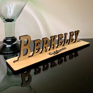 Berkeley, CA Wood Crafted Memorabilia Sign | Collectible Gift Idea for Historic US Cities Home Décor & Airbnb Furnishings