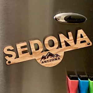 Vibrant Sedona Arizona Fridge Magnet for Home Décor and Souvenir Gift with Red Rock Inspirations and Winery Attractions