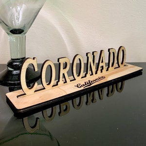 Coronado, bord CA Wood Crafted Memorabilia, cadeau-idee voor verzamelobjecten, huisinrichting historische Amerikaanse steden, Airbnb-meubels, appartementdecoratie