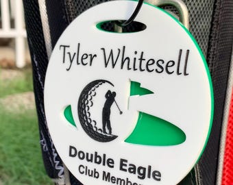 Custom Acrylic Engraved Golf Bag Tag (Men or Women) Birthdays Gifts, Anniversary, Special Events, Hole In One, Fathers Day, Mothers Day
