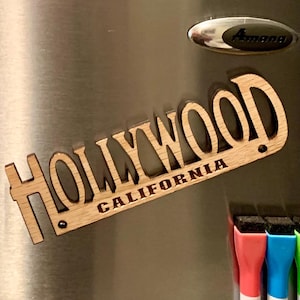 Hollywood Fridge Magnet Sign, Hollywood Decoration, Custom Hollywood Gift, Hollywood Vacation Souvenir, Hollywood Sign, Walk of Fame Gift