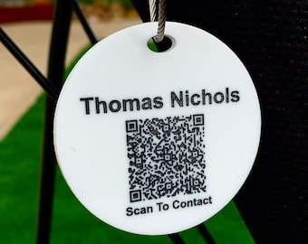 Golf Bag QR Code I.D. Tag - Easily Scan For Contact Info - Locate Lost Or Misplaced Golf Clubs Or Share Contact Info