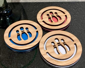 Bowling Coaster Set: Wood-Crafted Collector's Edition
