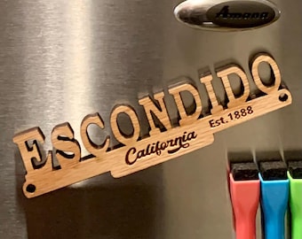 Escondido California Wood Fridge Magnet: City Souvenir Gift