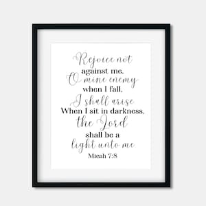 KJV Micah 7:8 - the LORD shall be a light unto me - Inspirational KJV Bible Verse Printable Scripture Art - Nursery Bible Verse Wall Art