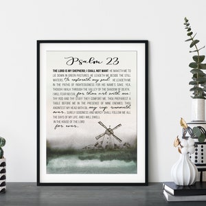 KJV Psalm 23 The LORD is my shepherd; I shall not want - KJV Bible Inspirational Verse Printable Scripture Art Nursery Bible Verse Wall Art