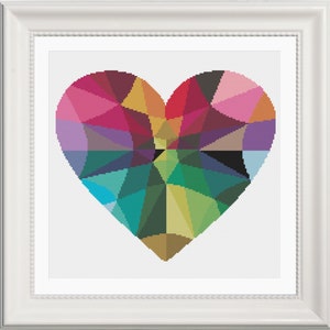 Rainbow Geometric Heart - Rainbow Love - Cross Stitch Pattern - PDF Pattern Only